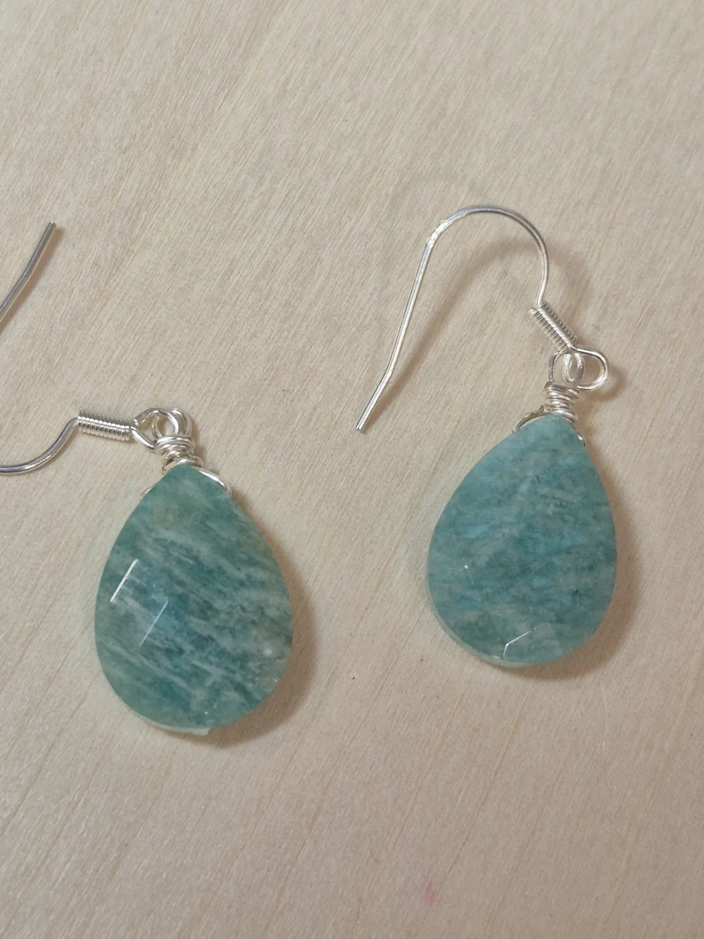 🩵🩵NEW🩵🩵 BEAUTIFUL!! Faceted AMZONITE Teardrop Dangle Earrings